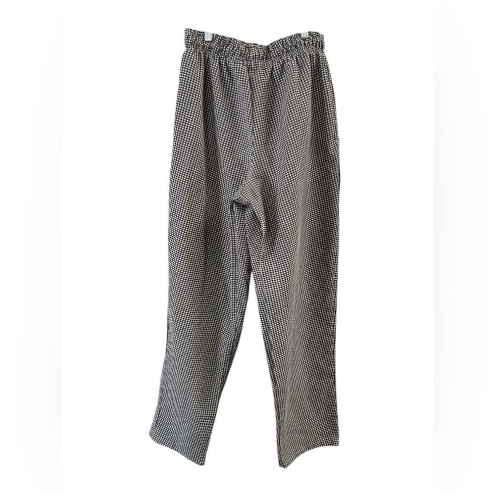 Black and white plaid straight leg chef pants